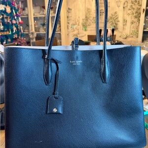 kate spade Black Pebbled Leather Tote with Luggage Tag